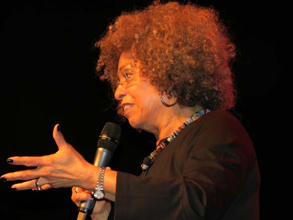 Angela Davis speaks in Montreal during Black History Month in February 2013. (Photo: Irwin Block)