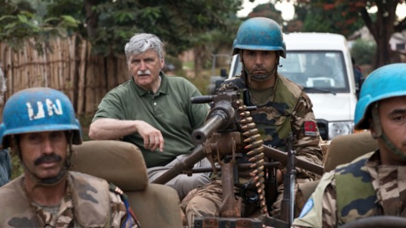 Director Patrick Reed (left) didn’t set out to make an “activist” film when he decided to work on Roméo Dallaire’s (centre) Fight Like Soldiers, Die Like Children. (Photo by Peter Bregg)