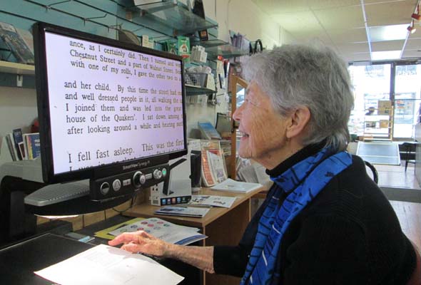 Joan Wright, who has low vision, operates a store to help people like herself. (Photo by Kristine Berey)