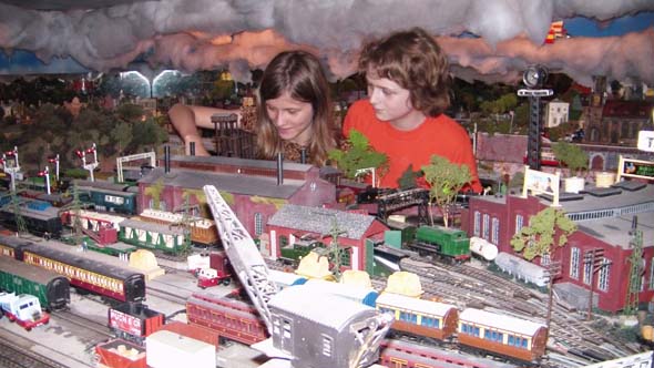 Children play and learn at the train exhibition. (Photo: Ivan Dow)